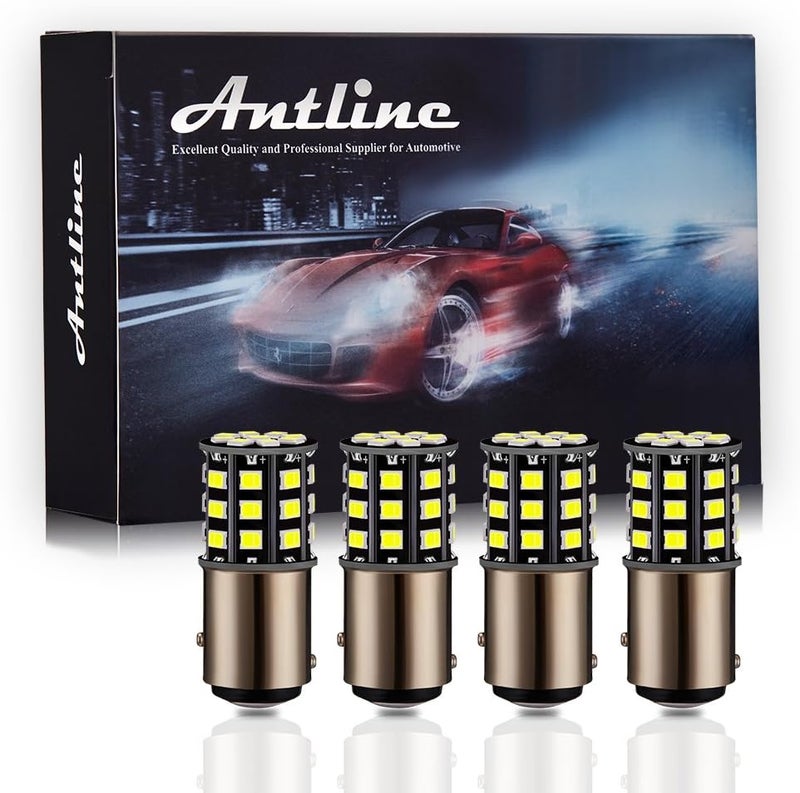 Antline 1157 2057 2357 7528 BAY15D LED Bulbs White, 12-24V Super Bright 1000 Lumens Replacement for Backup Reverse Lights, Tail Brake Lights, Turn Signal Lights (Pack of 4) - Image 1
